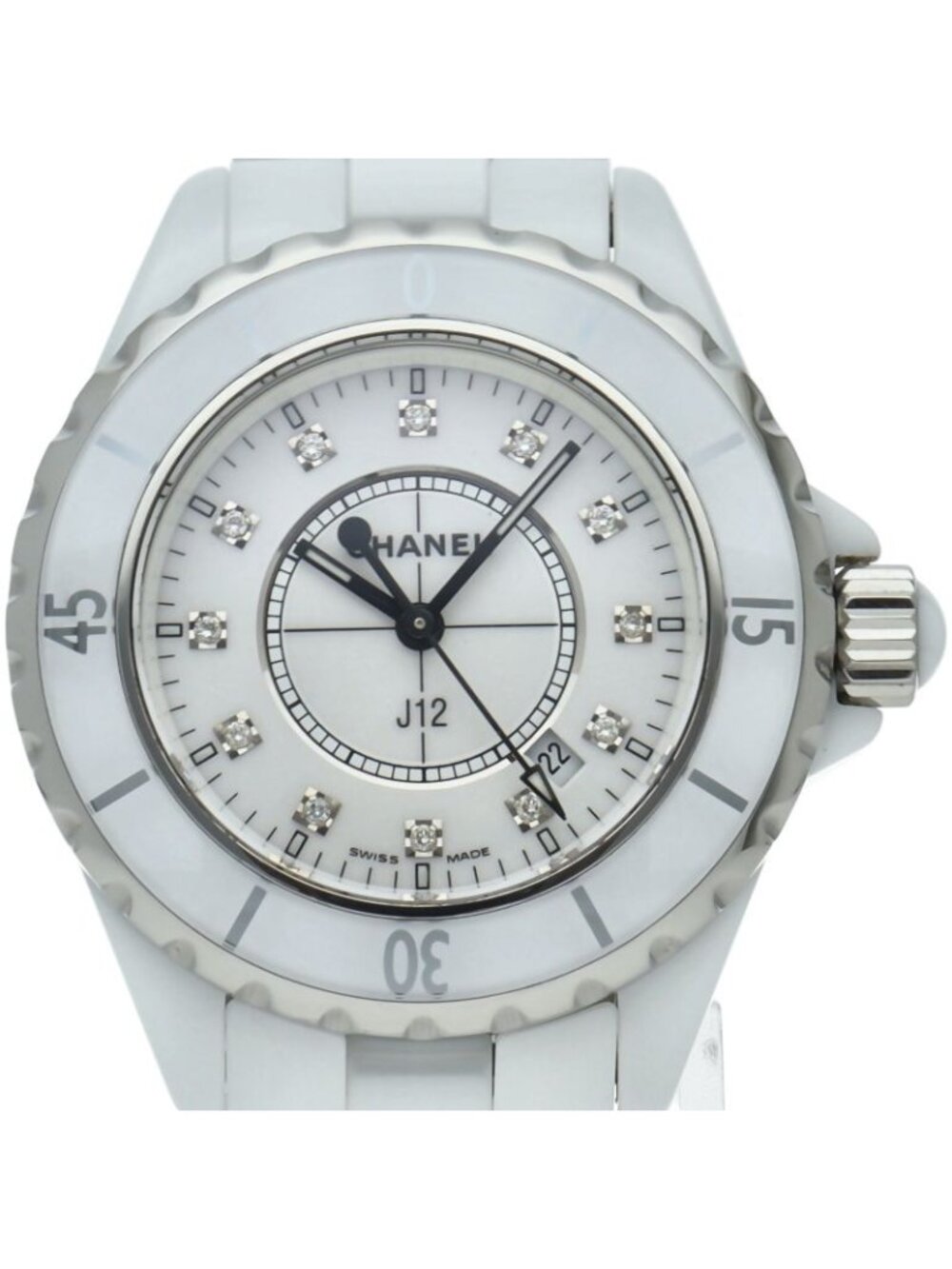 Chanel J12 12P Watch 33 Diamond Ceramic White